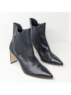 Marian Heeled Ankle Boots, Black Leather, Women's 41 EU (US 9.5)